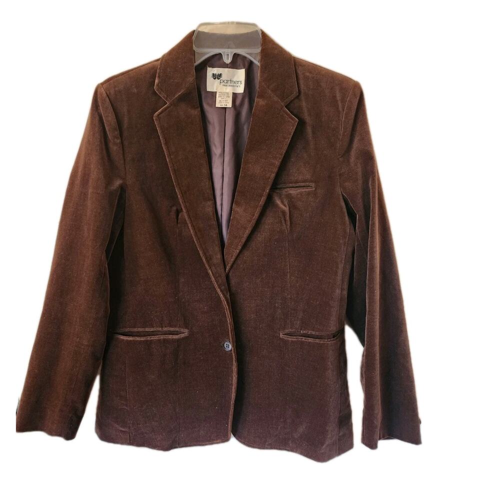 VTG 70s Partners from Mervyn’s Brown Velvet 2-Button 2-Pocket Blazer Size 14g